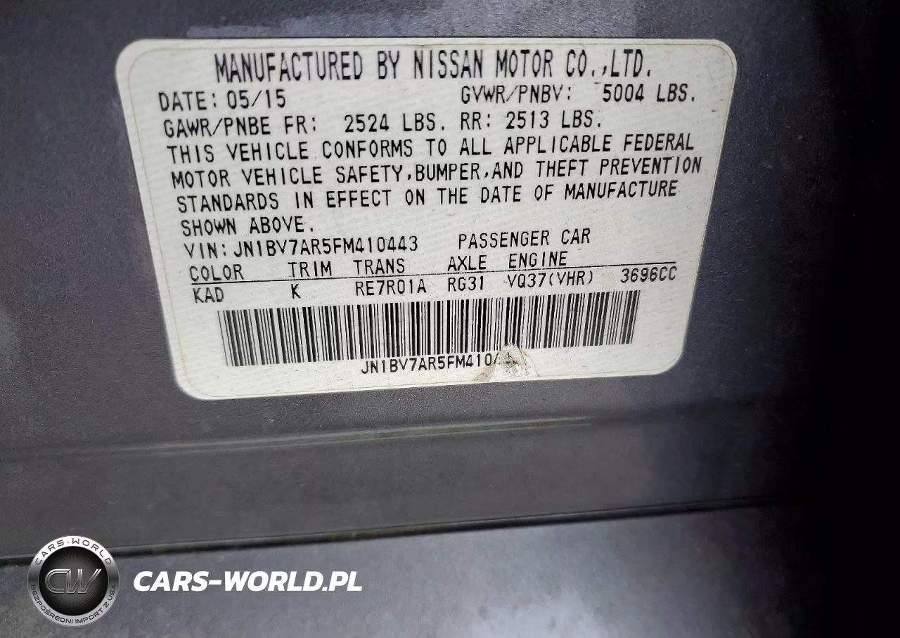 2015 Infiniti Q50 Base VIN:JN1BV7AR5FM410443 - 12