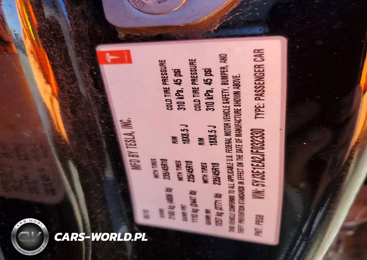 2018 Tesla Model 3 VIN:5YJ3E1EA2JF032330 - 12