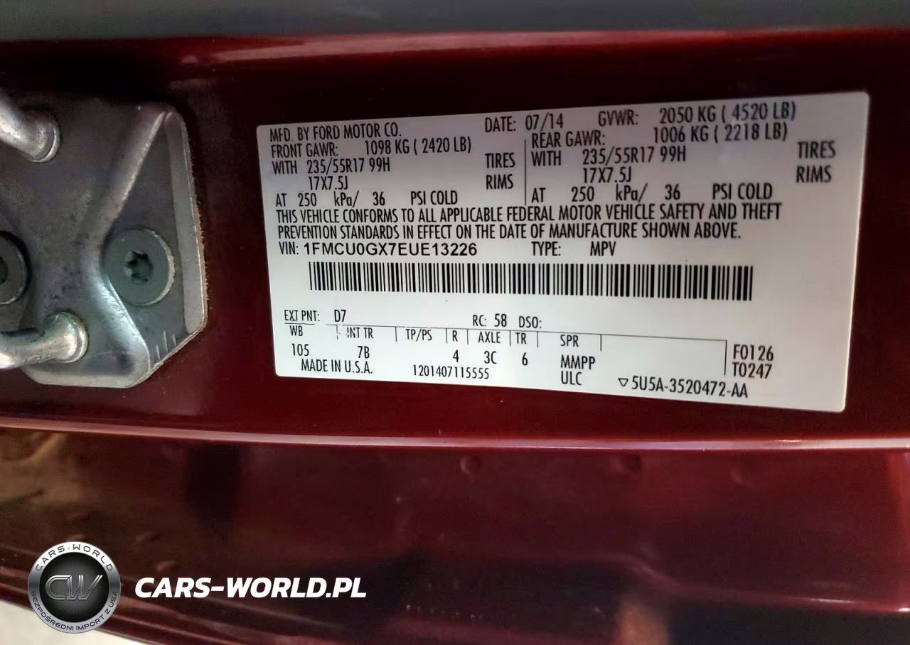 2014 Ford Escape Se VIN:1FMCU0GX7EUE13226 - 13