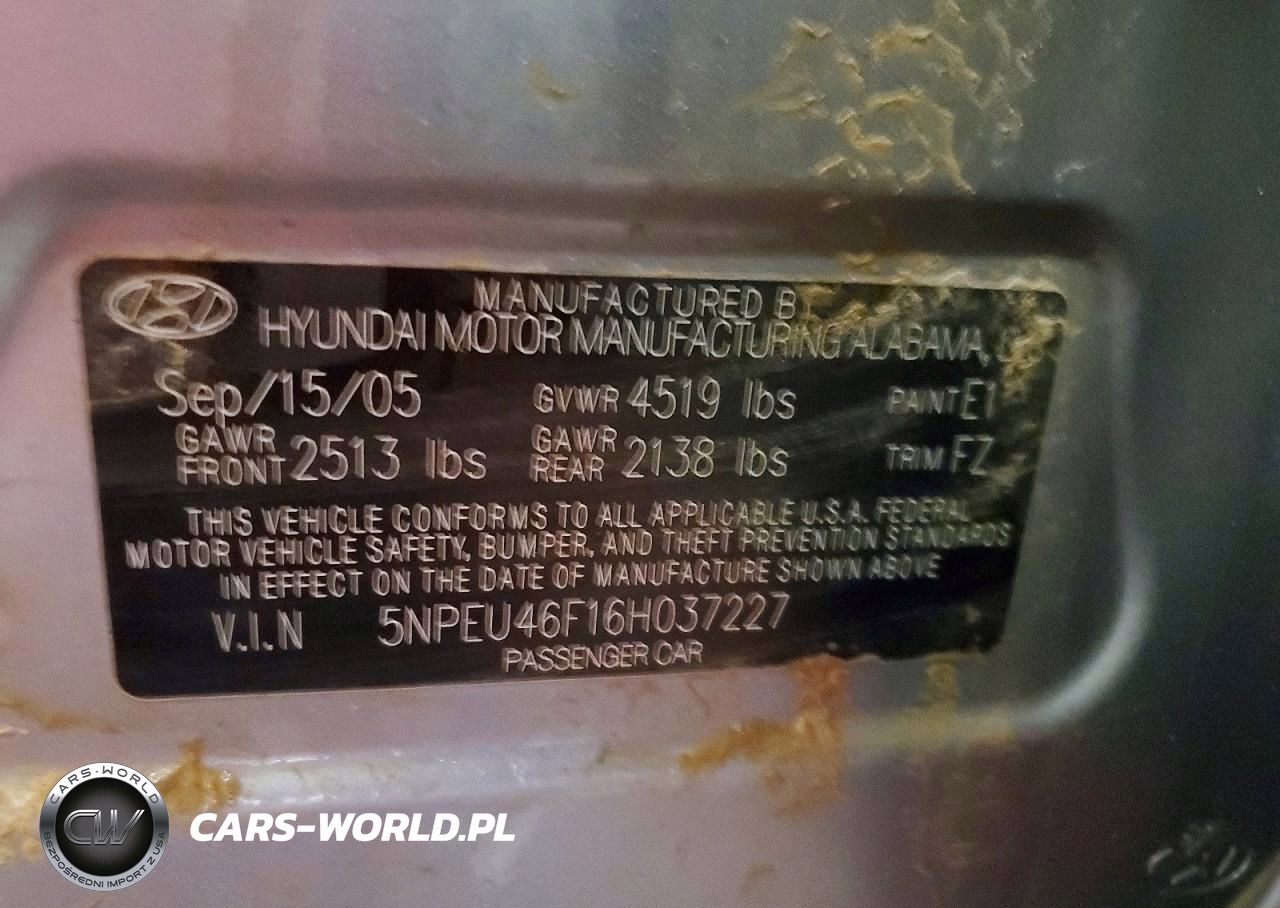 2006 Hyundai Sonata Gls VIN:5NPEU46F16H037227 - 12