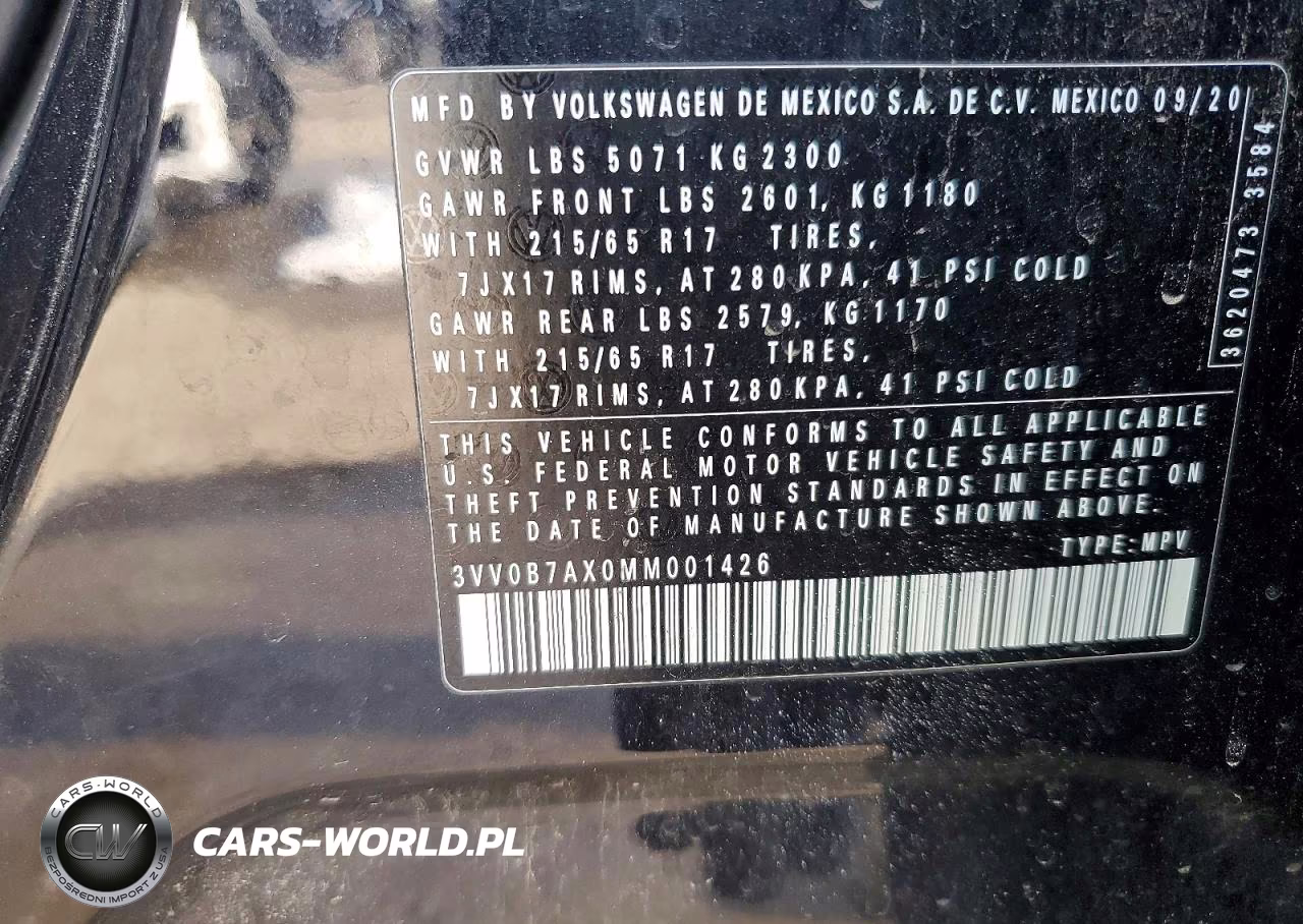 2021 Volkswagen Tiguan S VIN:3VV0B7AX0MM001426 - 13