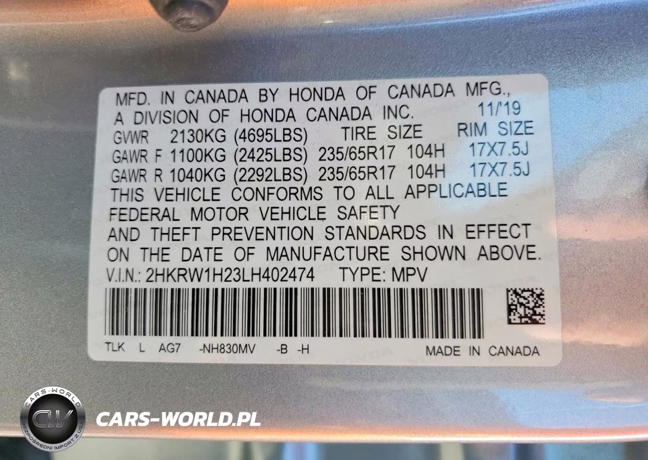 2020 Honda Cr-V Lx VIN:2HKRW1H23LH402474 - 12