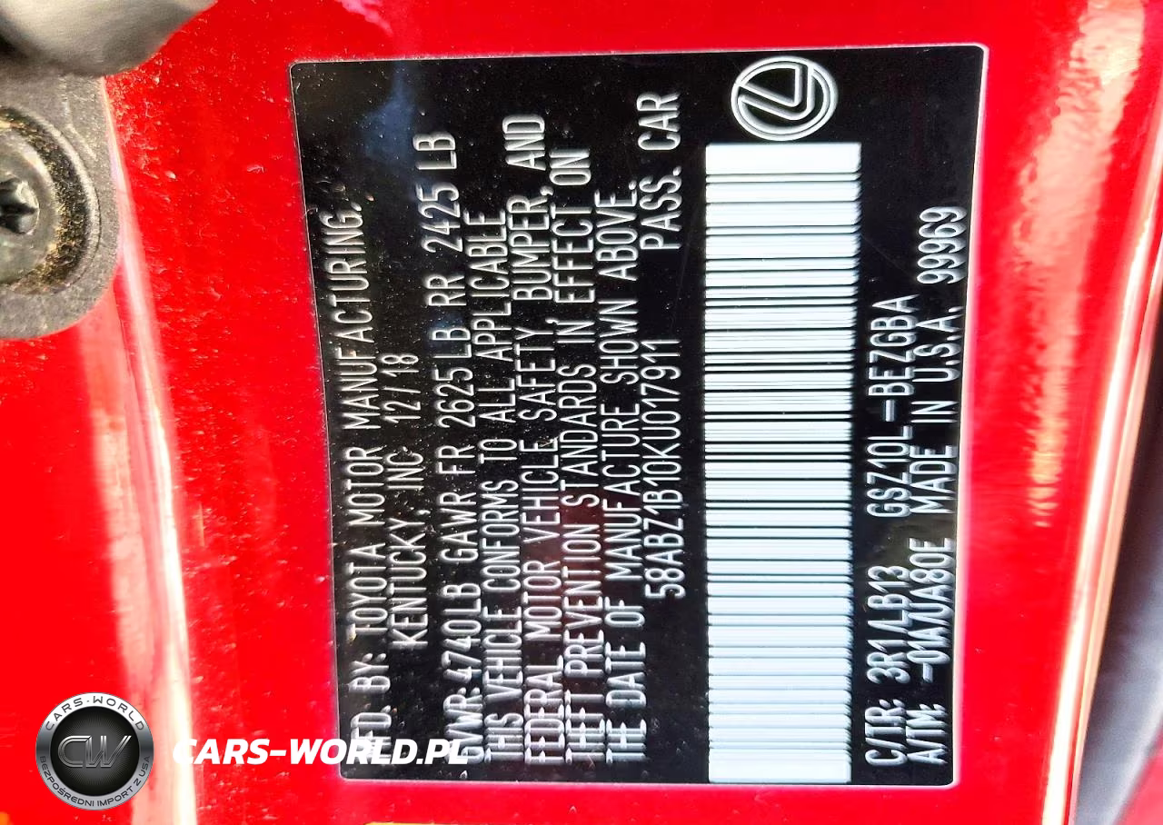 2019 Lexus Es 350 VIN:58ABZ1B10KU017911 - 13