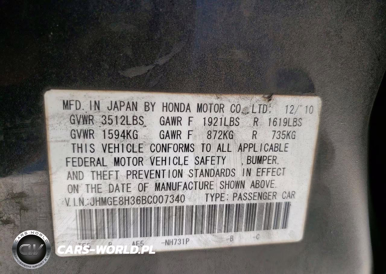 2011 Honda Fit VIN:JHMGE8H36BC007340 - 12
