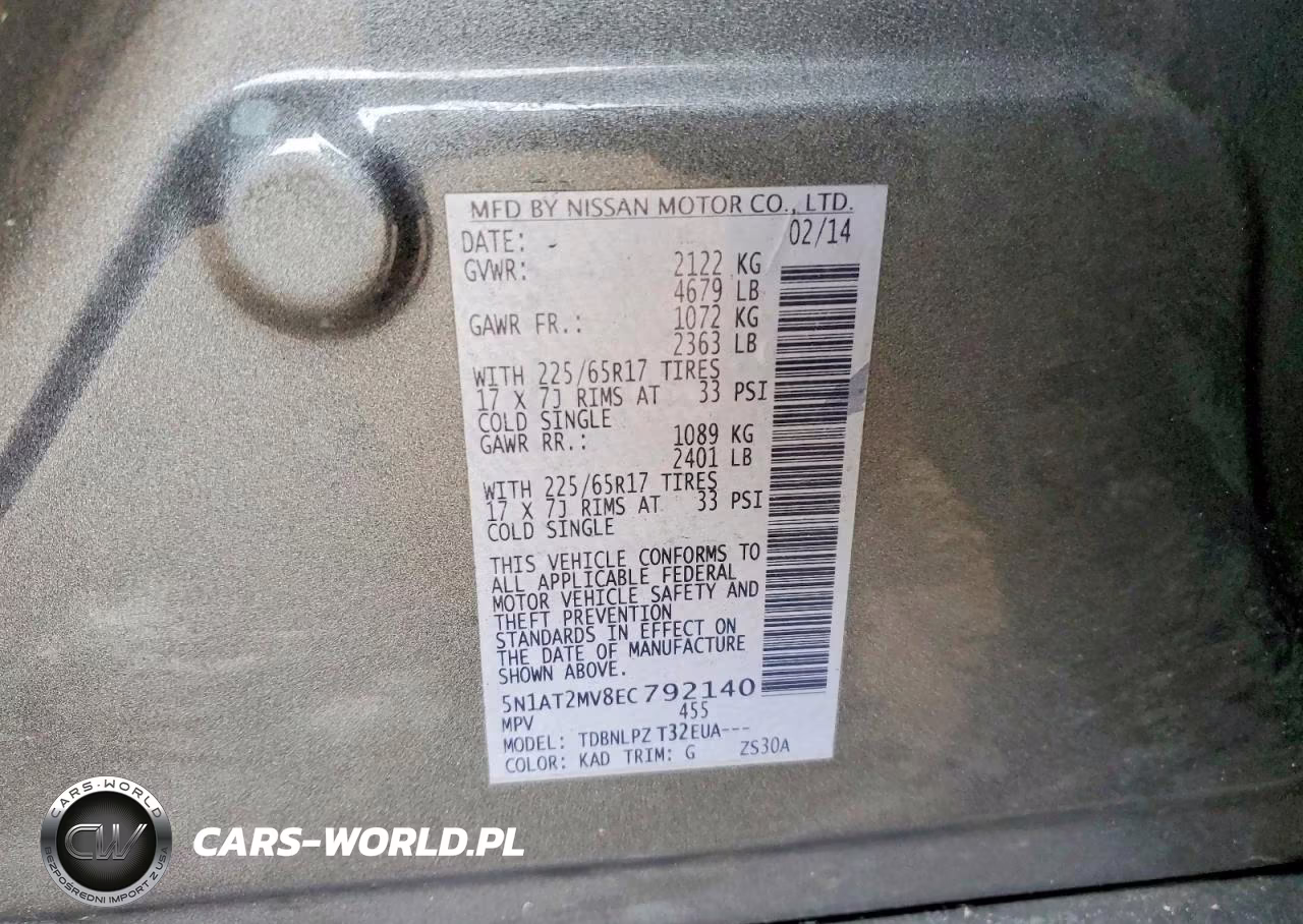2014 Nissan Rogue S VIN:5N1AT2MV8EC792140 - 14