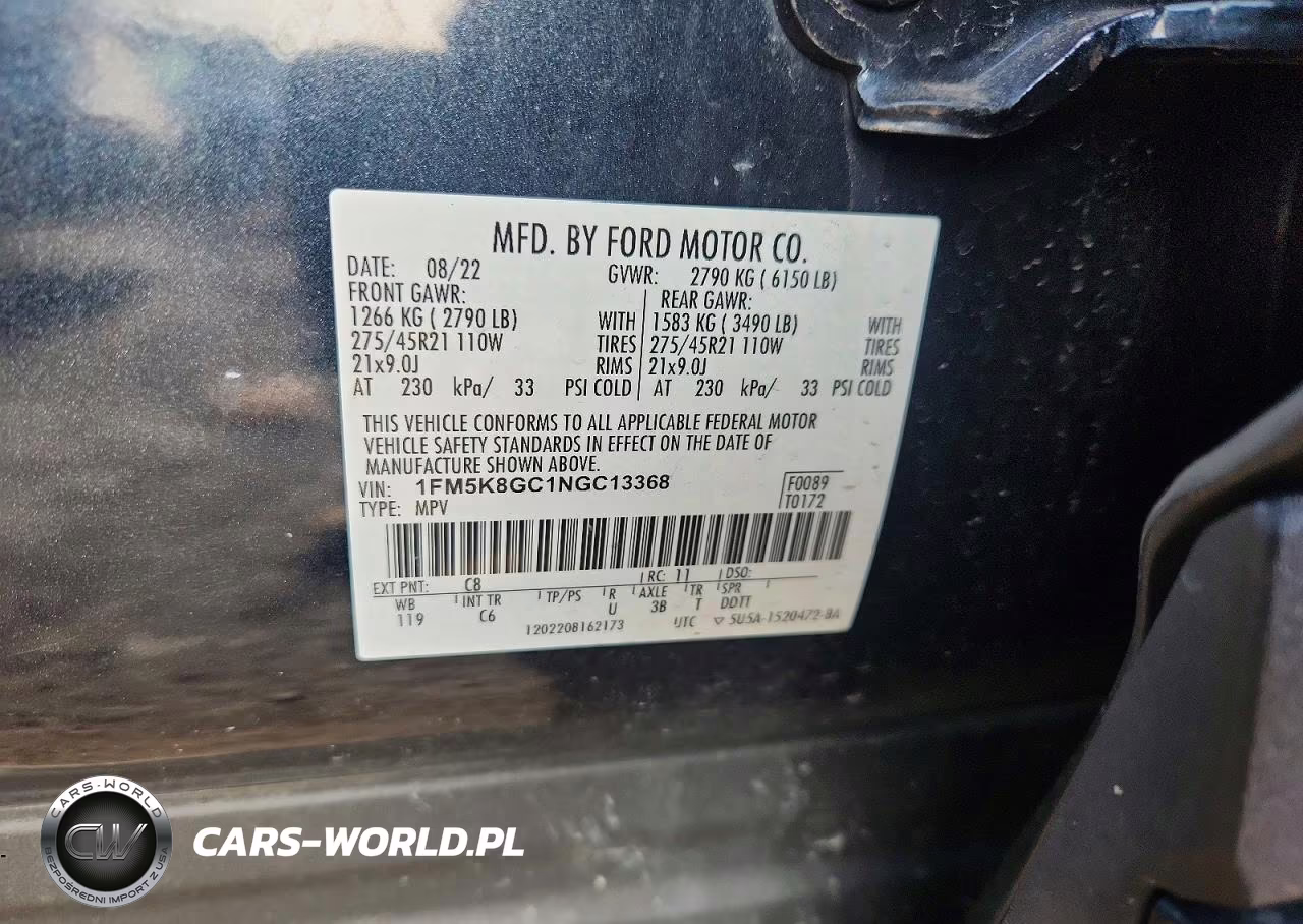 2022 Ford Explorer St VIN:1FM5K8GC1NGC13368 - 13