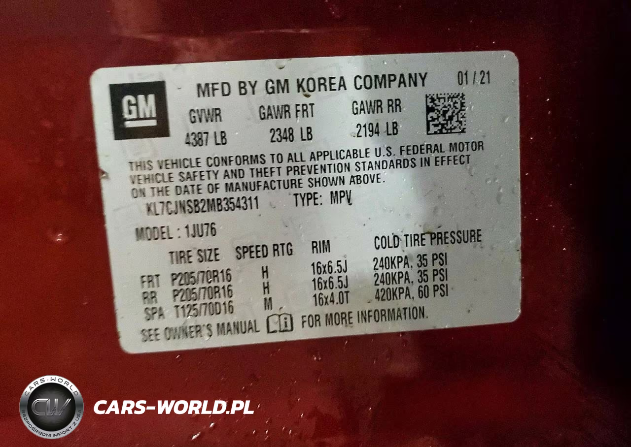 2021 Chevrolet Trax Ls VIN:KL7CJNSB2MB354311 - 13