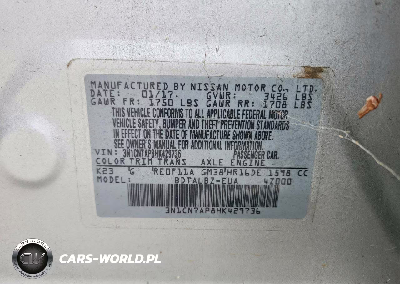 2017 Nissan Versa S VIN:3N1CN7AP8HK429736 - 12