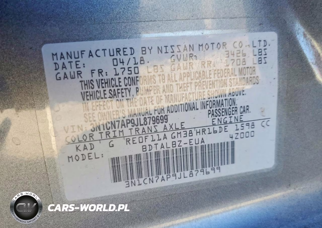 2018 Nissan Versa Sv VIN:3N1CN7AP9JL879699 - 12