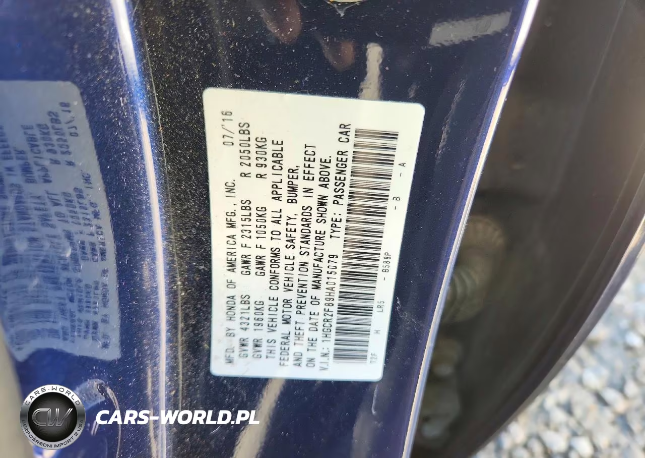 2017 Honda Accord Exl VIN:1HGCR2F89HA015079 - 12