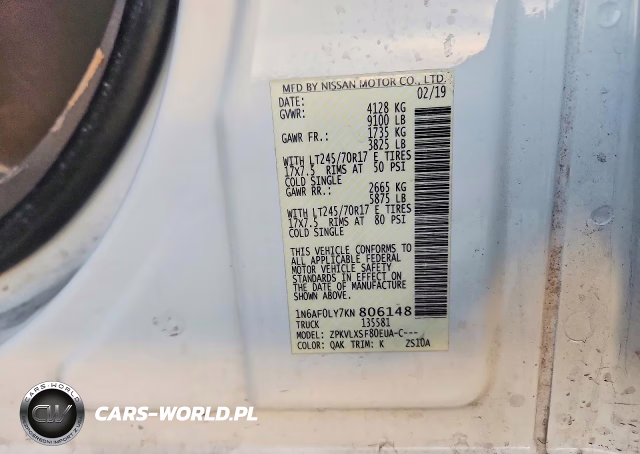2019 Nissan Nv 2500 Utility - Service Van VIN:1N6AF0LY7KN806148 - 13