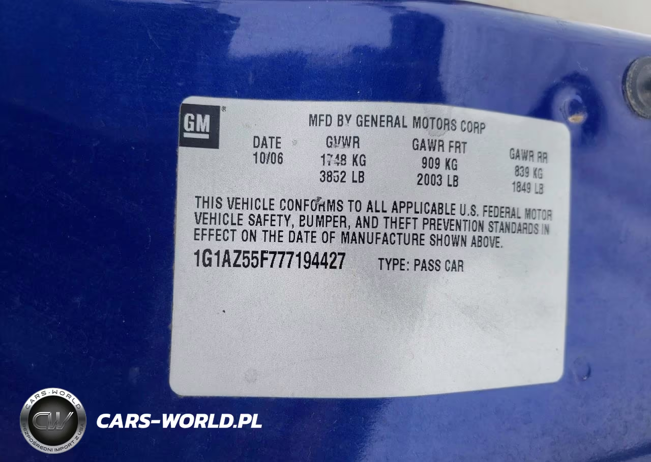2007 Chevrolet Cobalt Ltz VIN:1G1AZ55F777194427 - 12