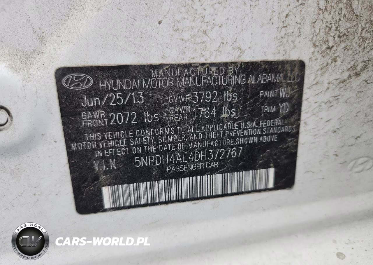 2013 Hyundai Elantra Gls VIN:5NPDH4AE4DH372767 - 13