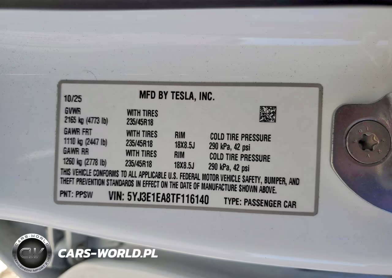 2026 Tesla Model 3 VIN:5YJ3E1EA8TF116140 - 14