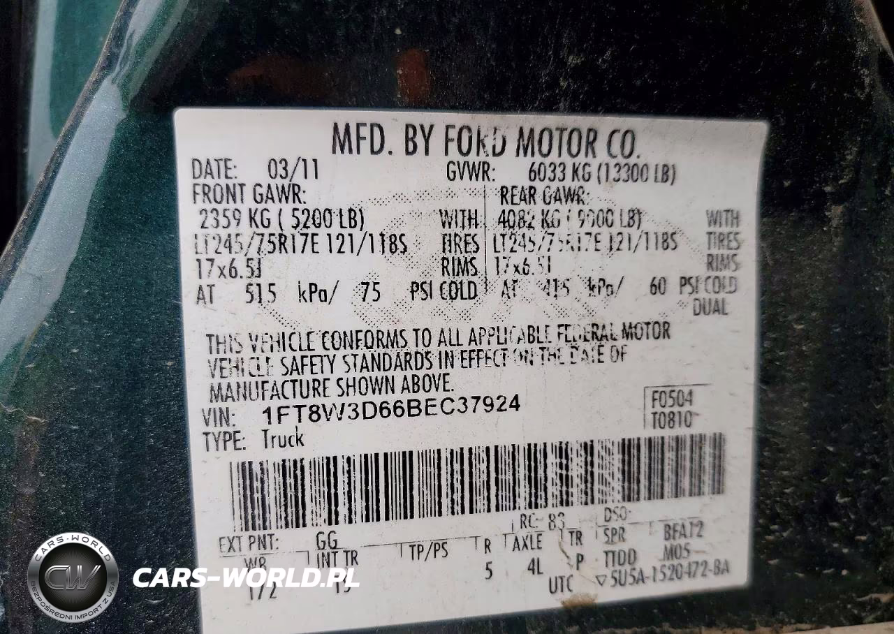2011 Ford F350 Super Duty VIN:1FT8W3D66BEC37924 - 14