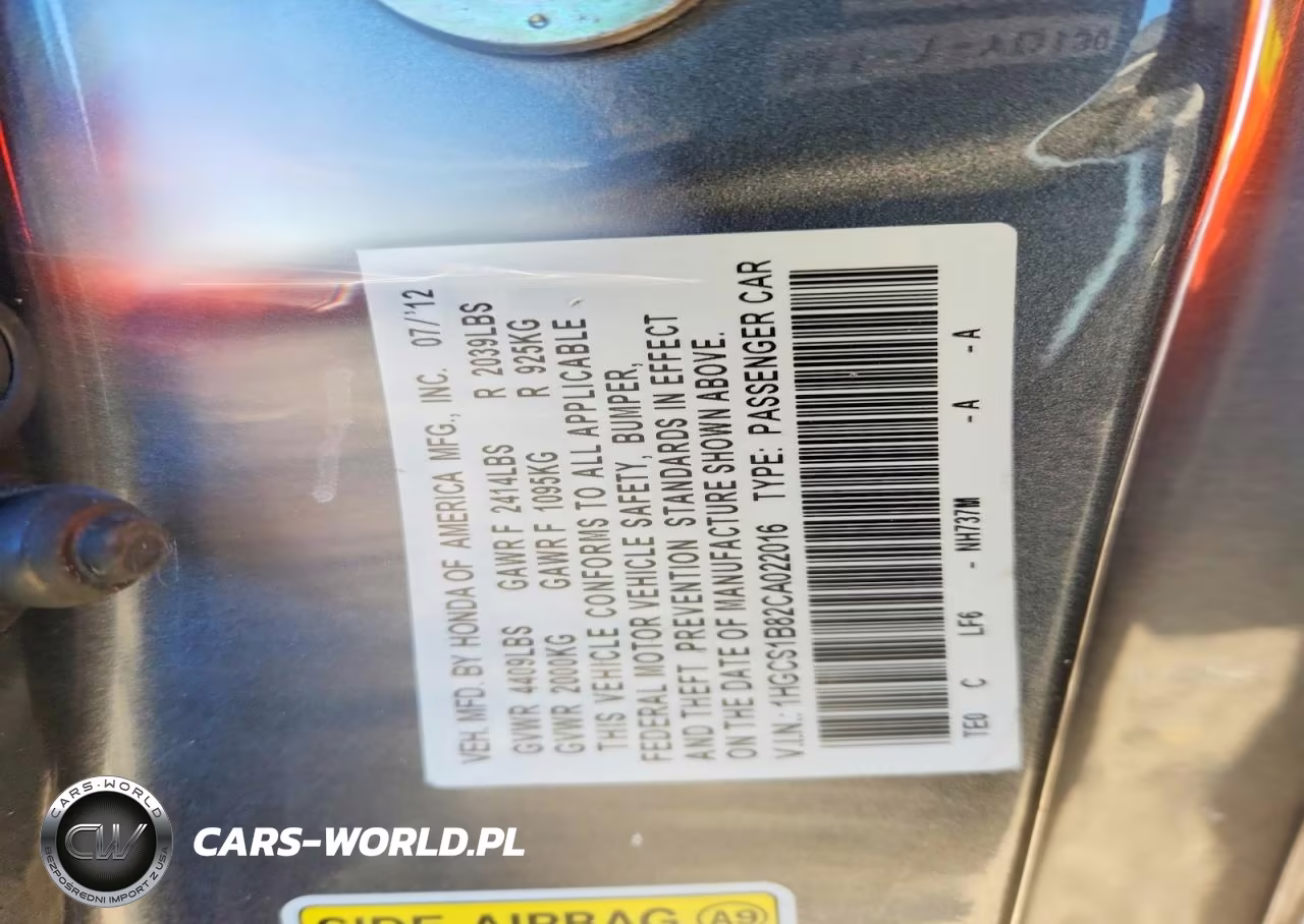 2012 Honda Accord Exl VIN:1HGCS1B82CA022016 - 13