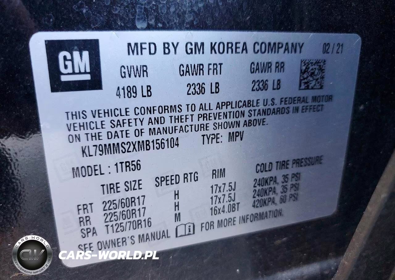 2021 Chevrolet Trailblazer Ls VIN:KL79MMS2XMB156104 - 13