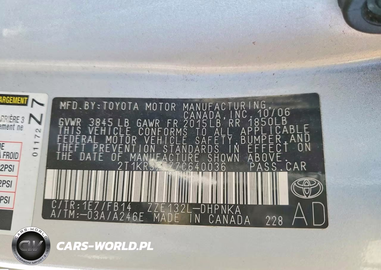 2007 Toyota Matrix VIN:2T1KR32E77C640036 - 12