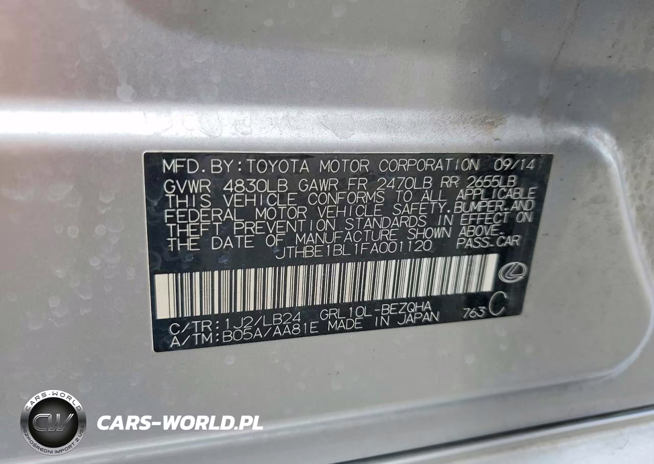 2015 Lexus Gs 350 VIN:JTHBE1BL1FA001120 - 12