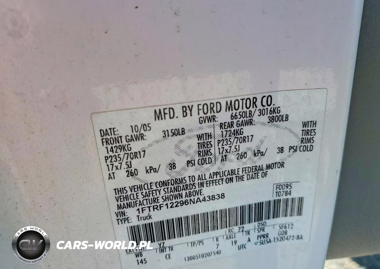 2006 Ford F150 VIN:1FTRF12296NA43838 - 12