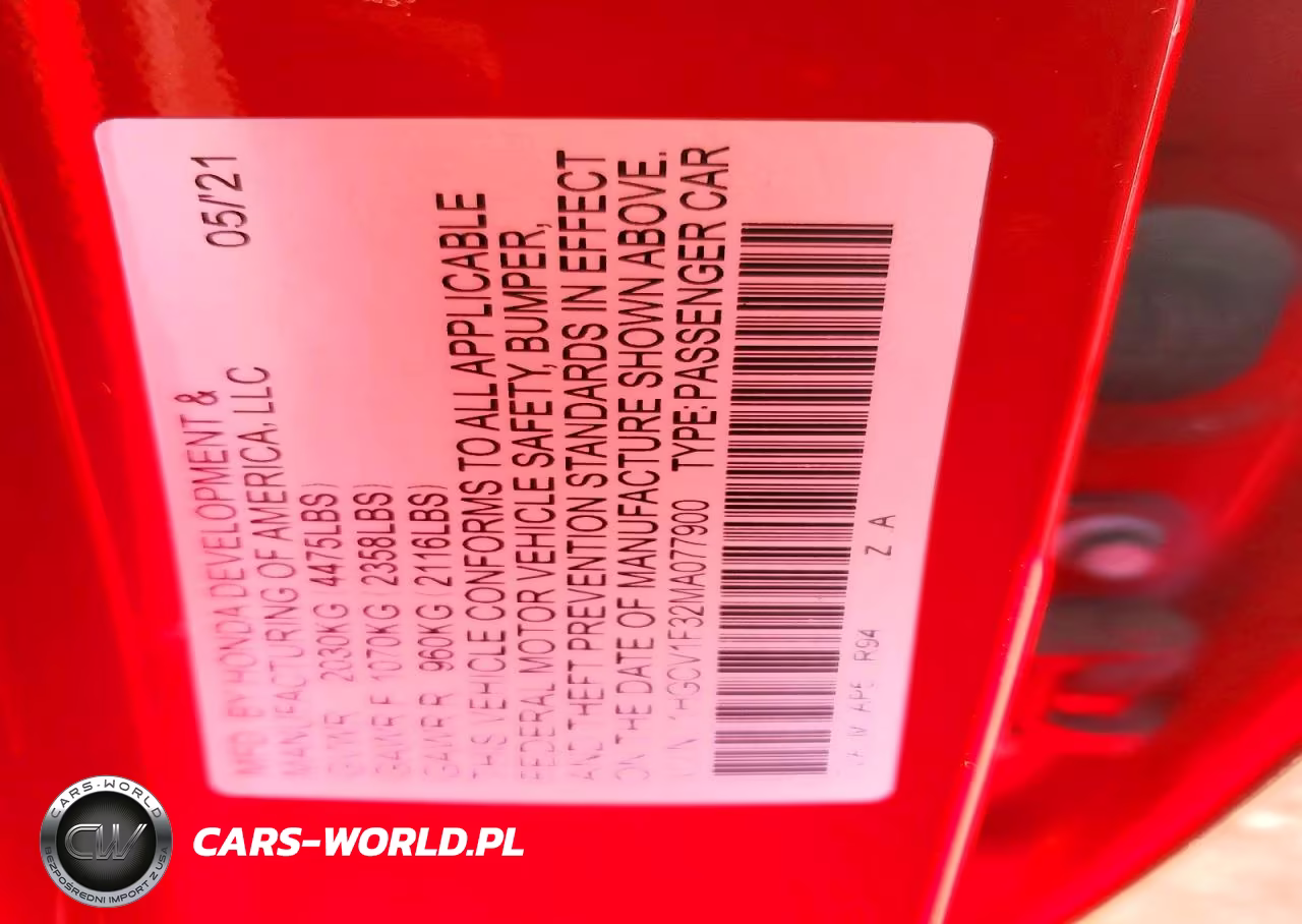 2021 Honda Accord Sport VIN:1HGCV1F32MA077900 - 12