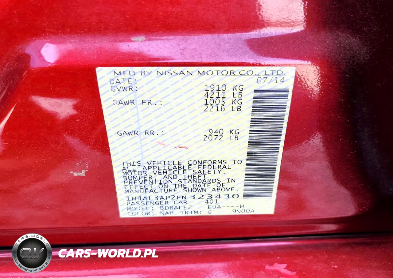 2015 Nissan Altima 2.5 VIN:1N4AL3AP2FN323430 - 12