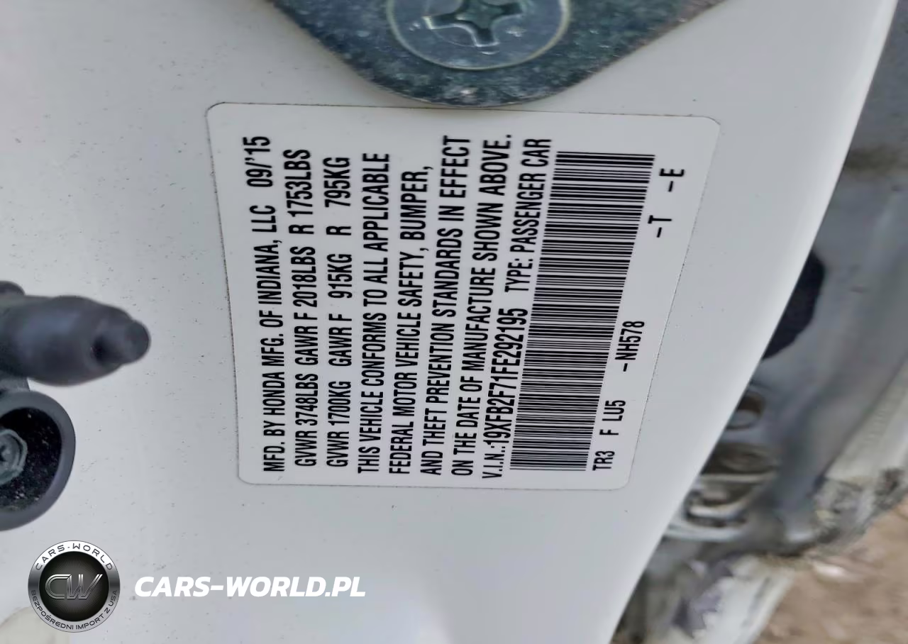 2015 Honda Civic Se VIN:19XFB2F71FE292195 - 12