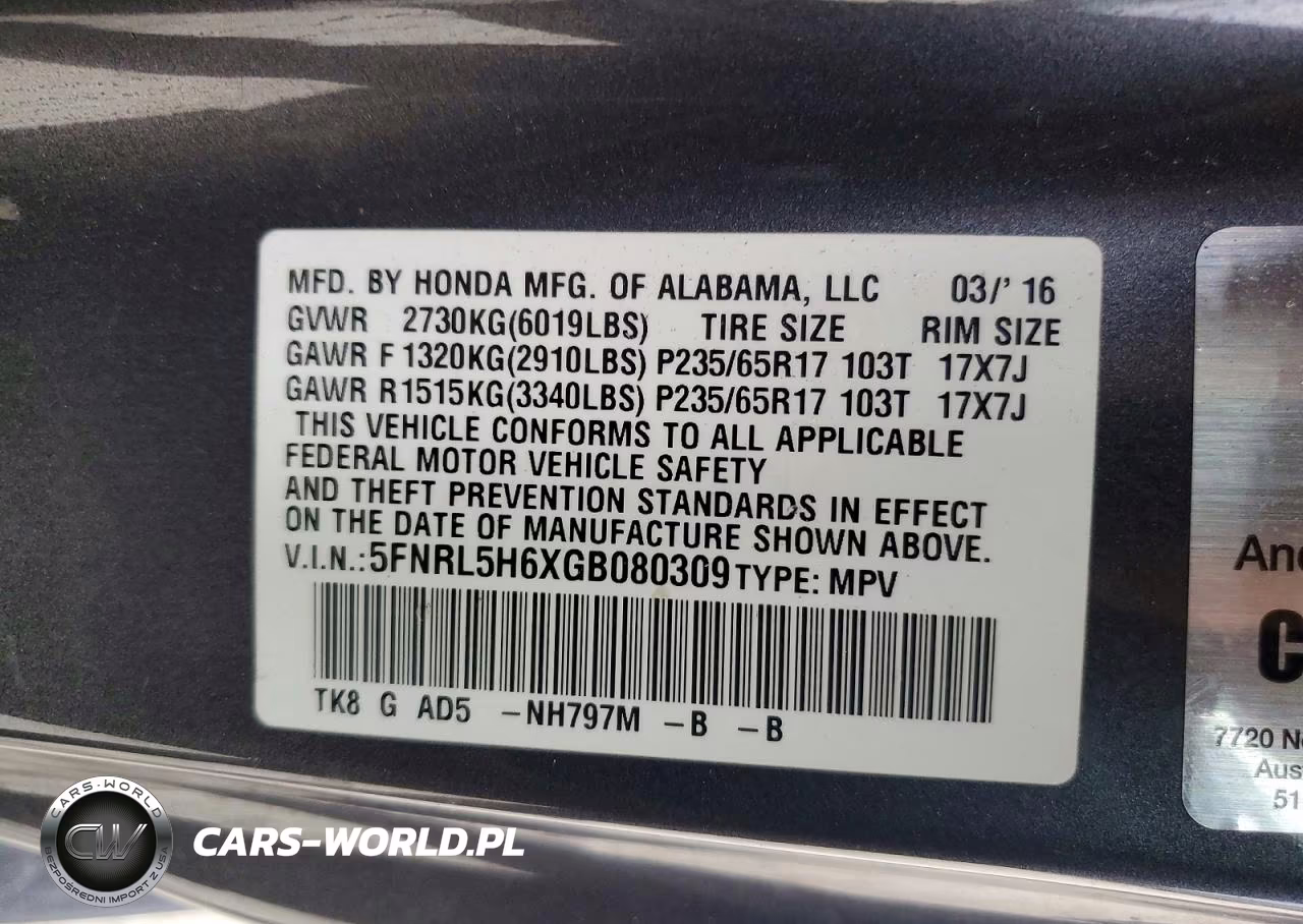 2016 Honda Odyssey Exl VIN:5FNRL5H6XGB080309 - 13