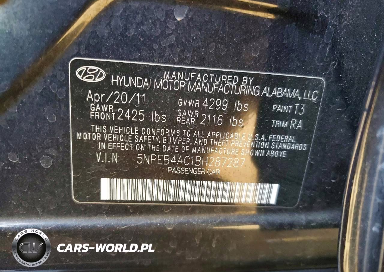 2011 Hyundai Sonata Gls VIN:5NPEB4AC1BH287287 - 13