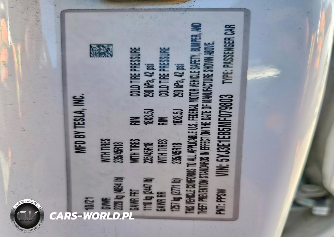 2021 Tesla Model 3 VIN:5YJ3E1EB5MF079803 - 13