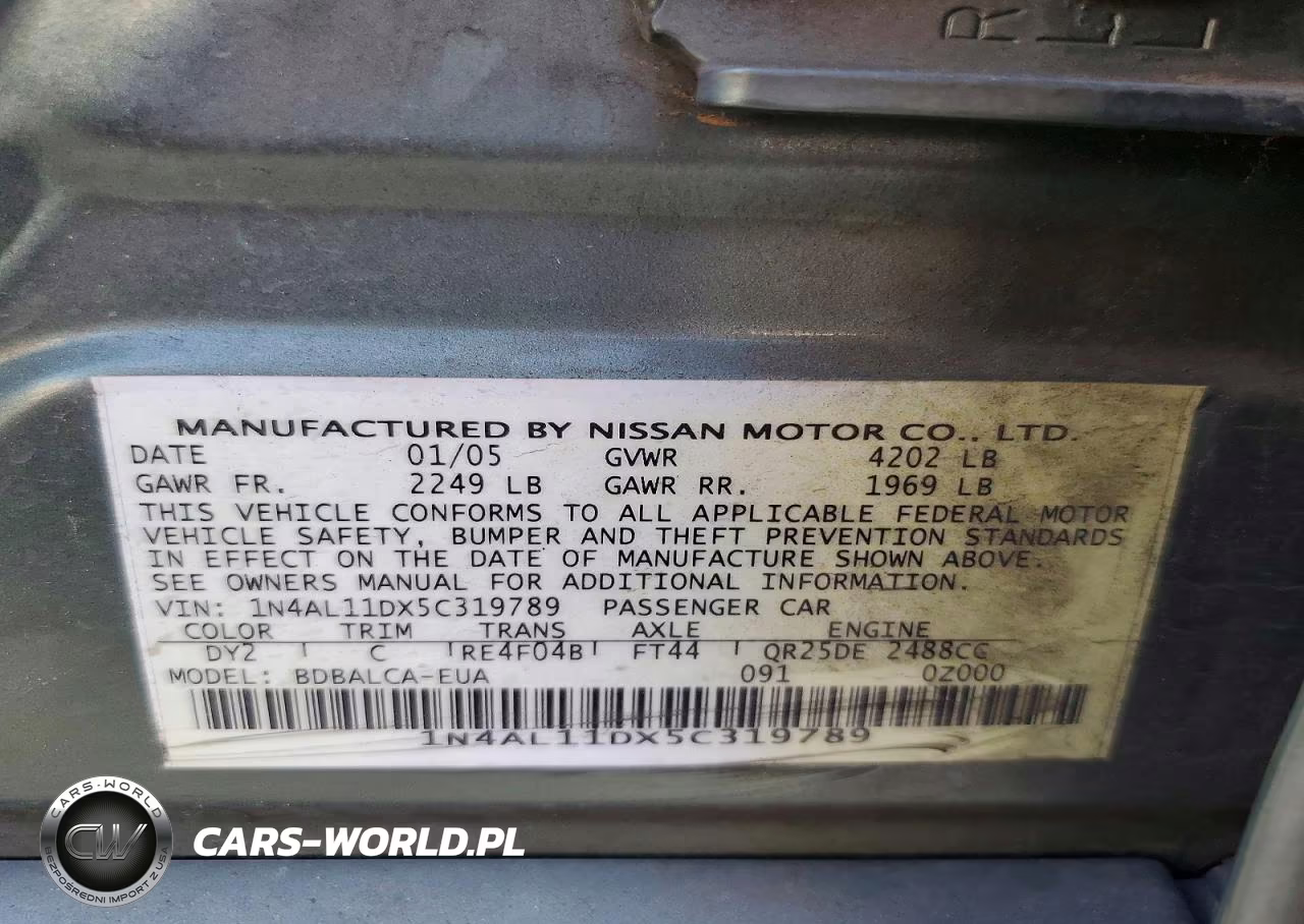 2005 Niss Altima S VIN:1N4AL11DX5C319789 - 12
