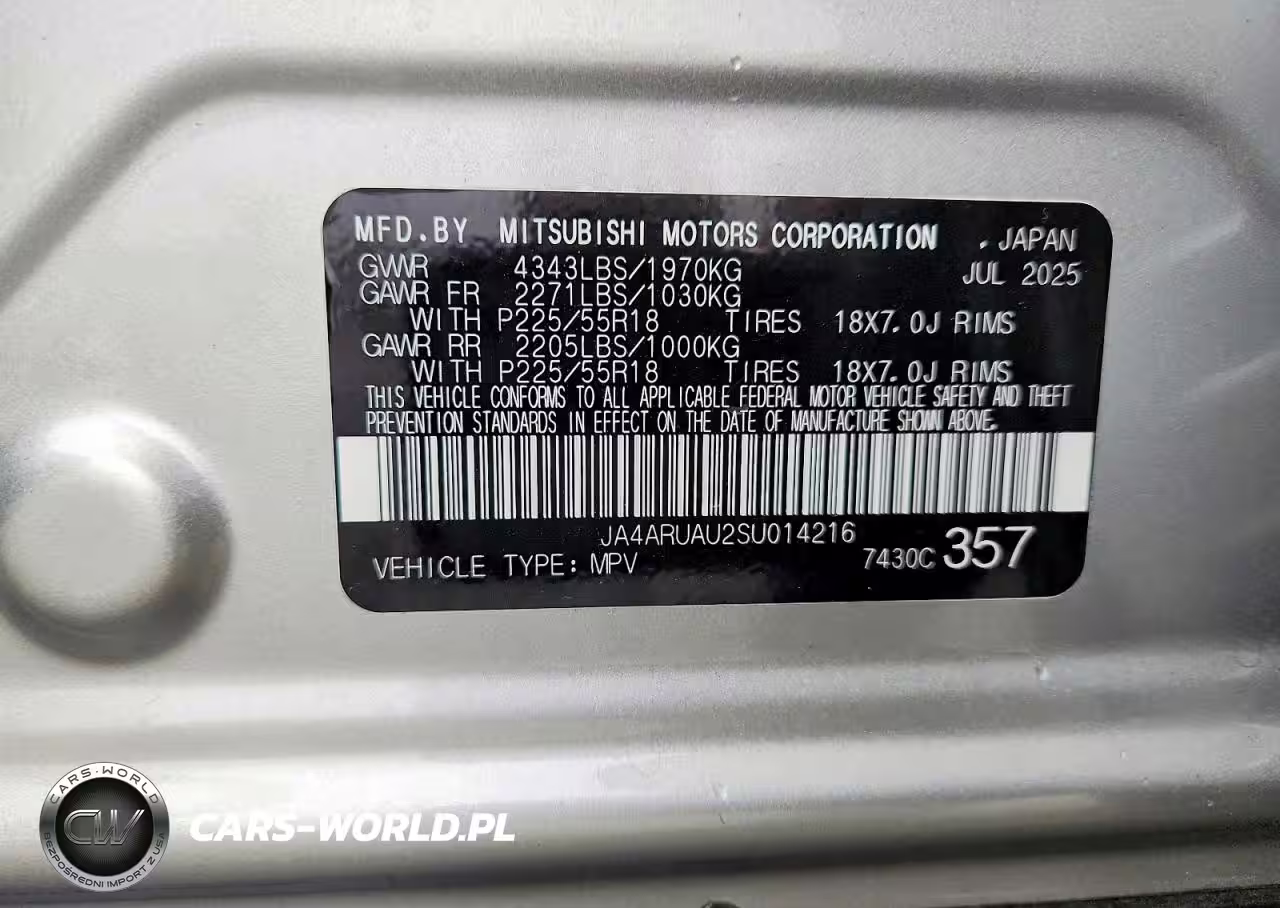 2025 Mitsubishi Outlander Sport S VIN:JA4ARUAU2SU014216 - 14