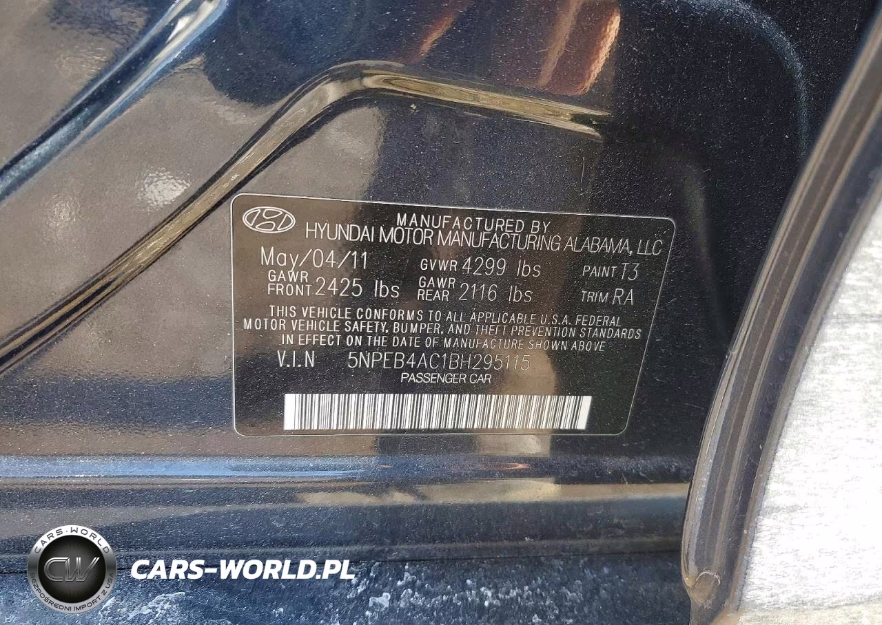 2011 Hyundai Sonata Gls VIN:5NPEB4AC1BH295115 - 12
