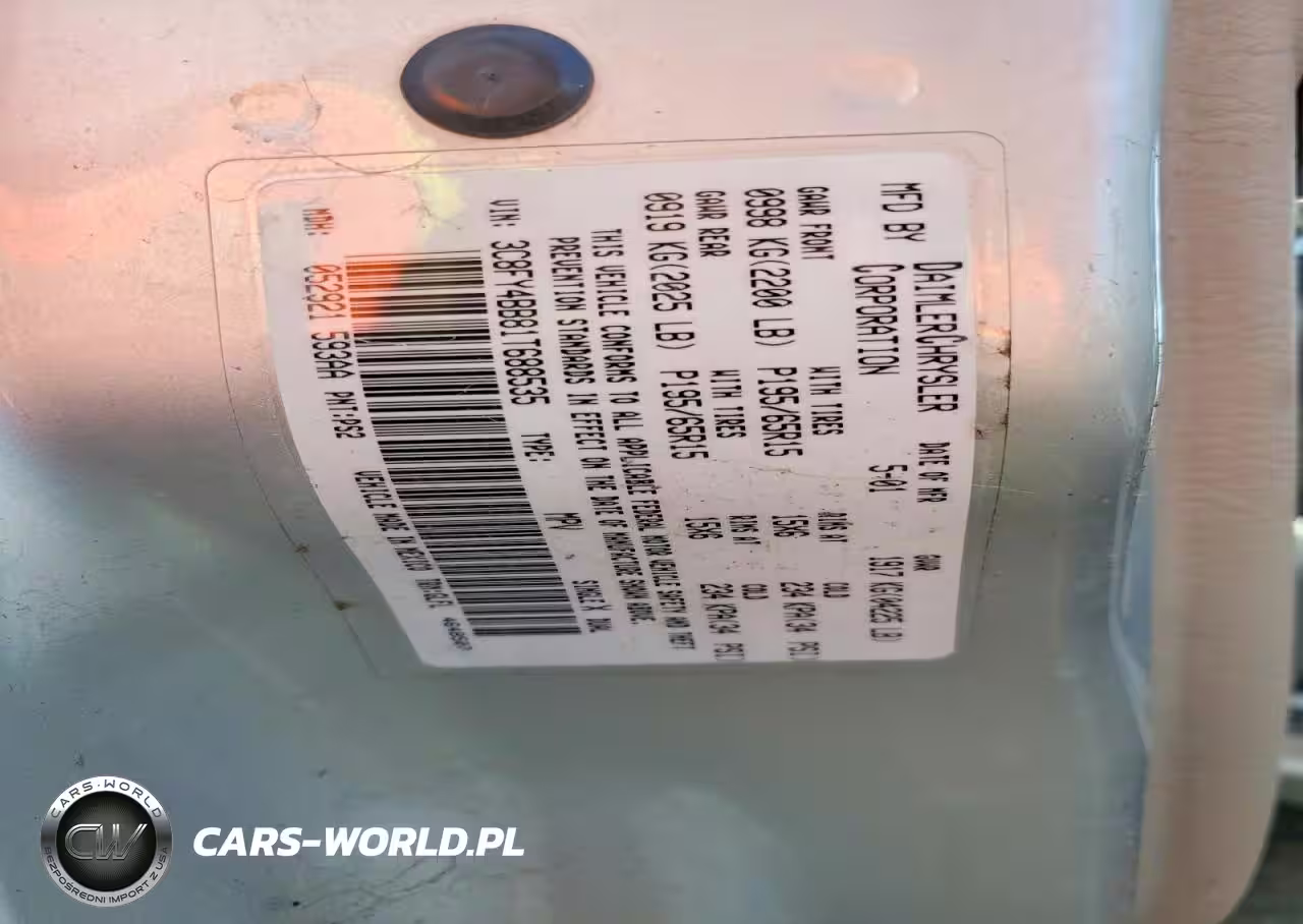 2001 Chrysler Pt Cruiser VIN:3C8FY4BB81T688535 - 12