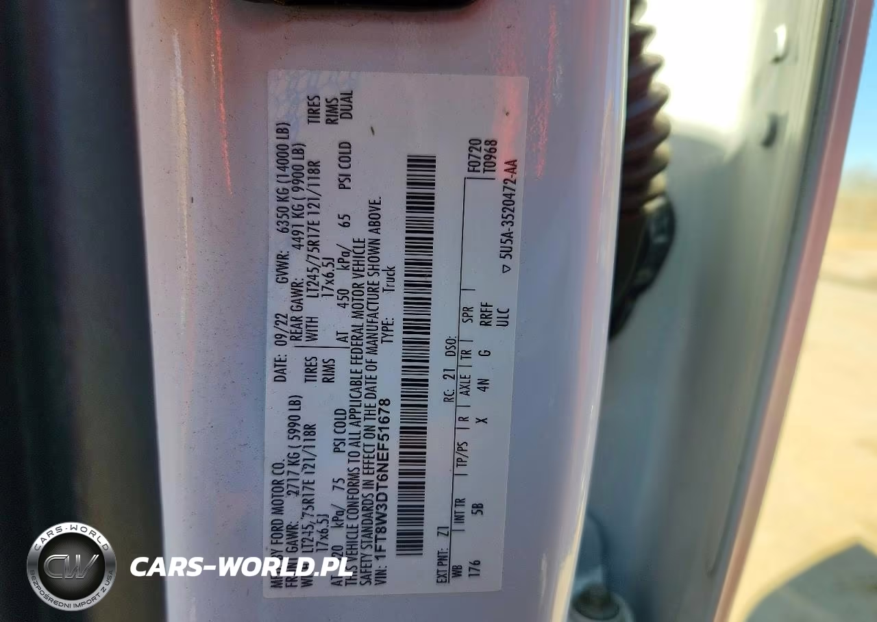 2022 Ford F350 Super Duty VIN:1FT8W3DT6NEF51678 - 13