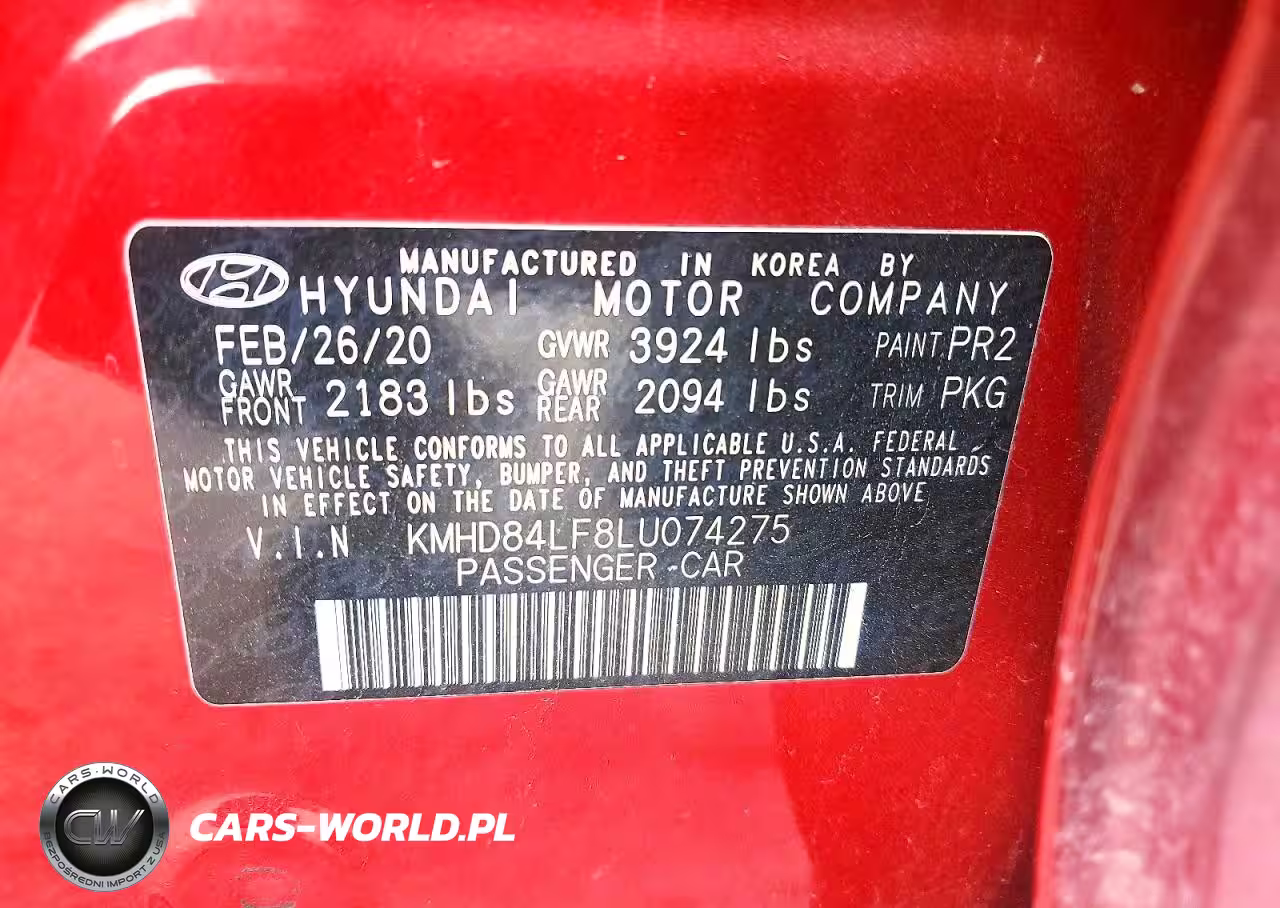 2020 Hyun Elantra Sel Val VIN:KMHD84LF8LU074275 - 13