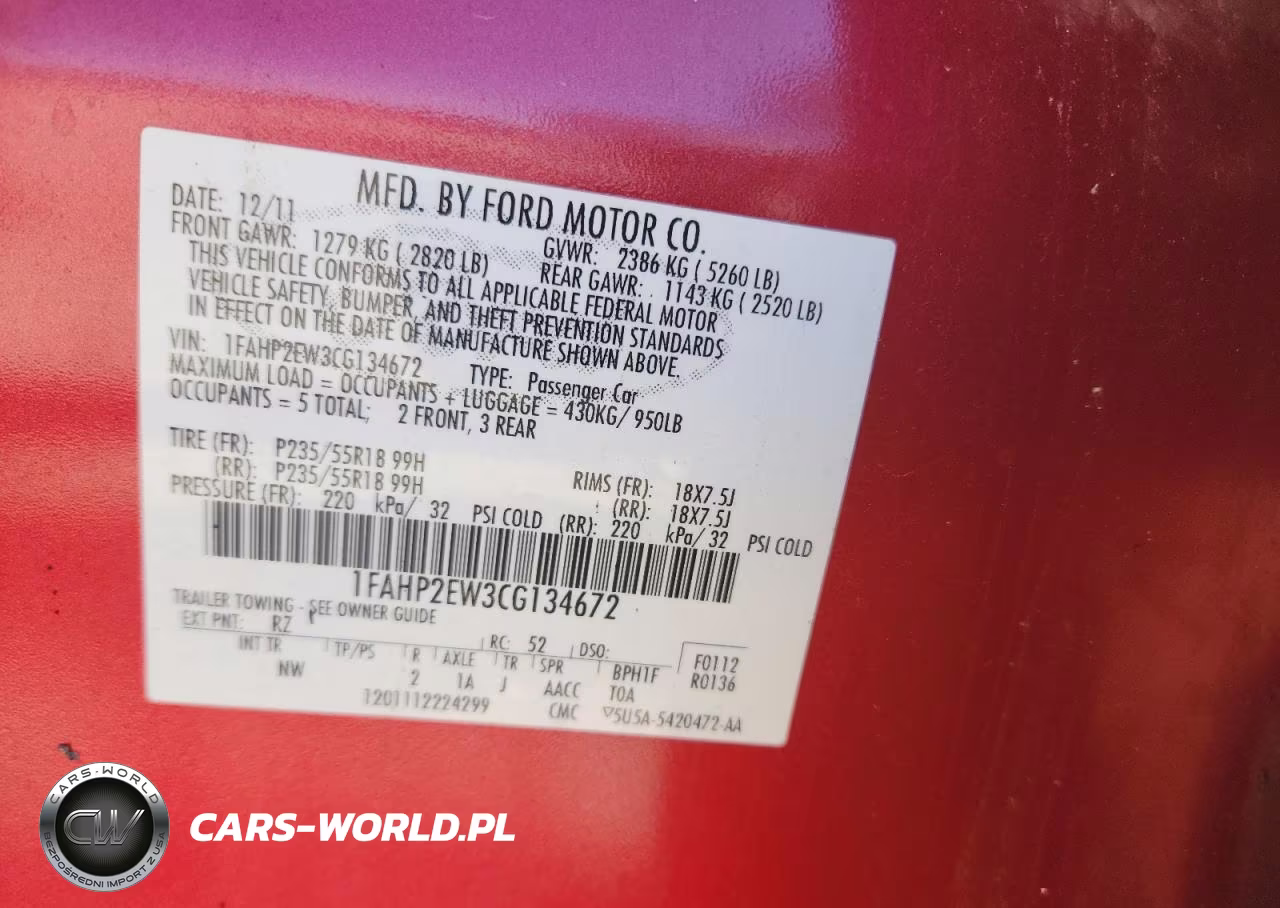 2012 Ford Taurus Sel VIN:1FAHP2EW3CG134672 - 12