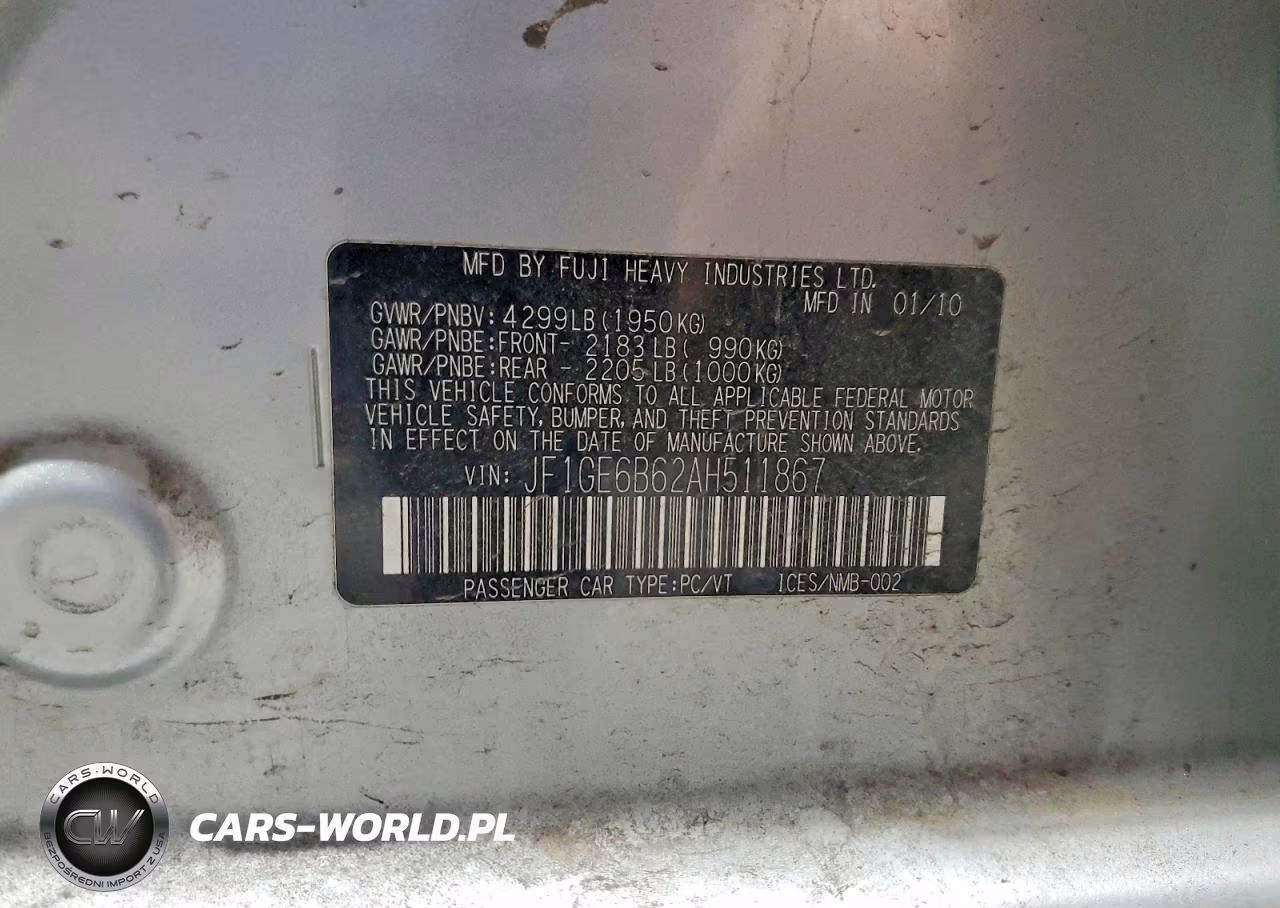 2010 Subaru Impreza 2.5I Premium VIN:JF1GE6B62AH511867 - 12