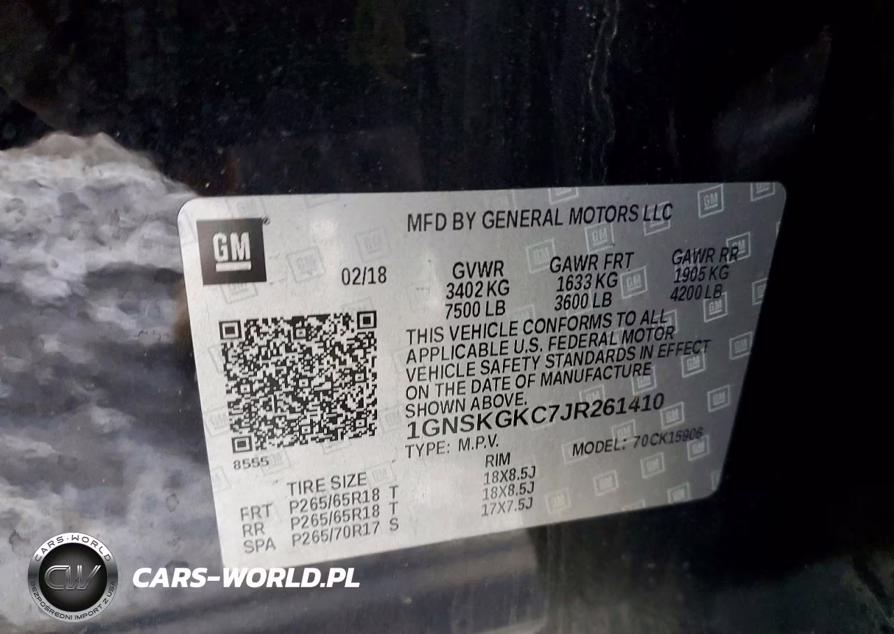 2018 Chev Suburban K1500 Ls VIN:1GNSKGKC7JR261410 - 13