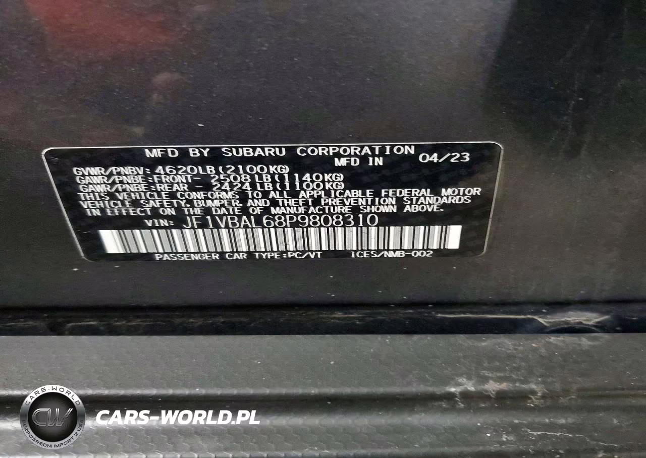 2023 Subaru Wrx Limited VIN:JF1VBAL68P9808310 - 12