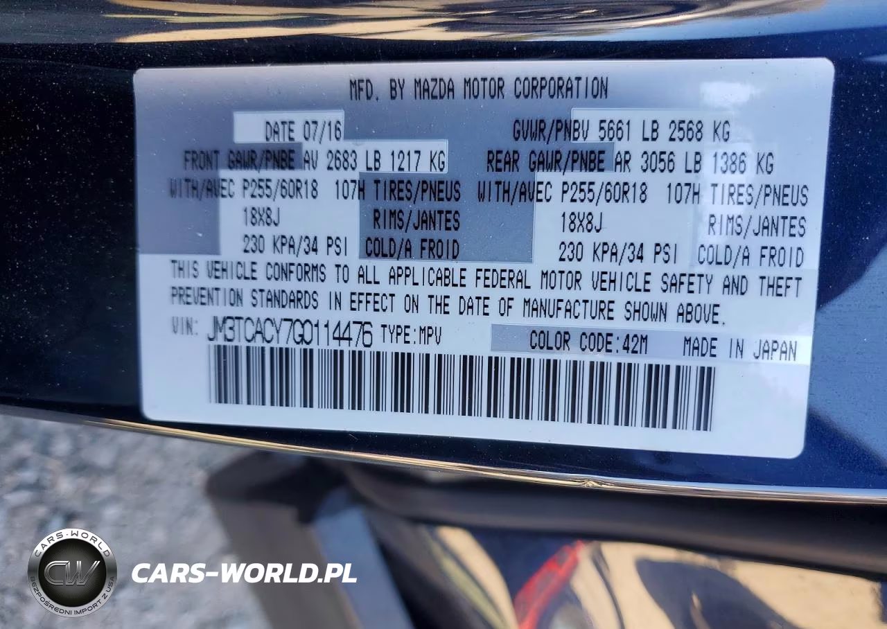 2016 Mazda Cx-9 Touring VIN:JM3TCACY7G0114476 - 13