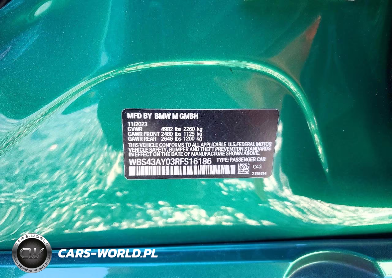 2024 BMW M3 Competition VIN:WBS43AY03RFS16186 - 13