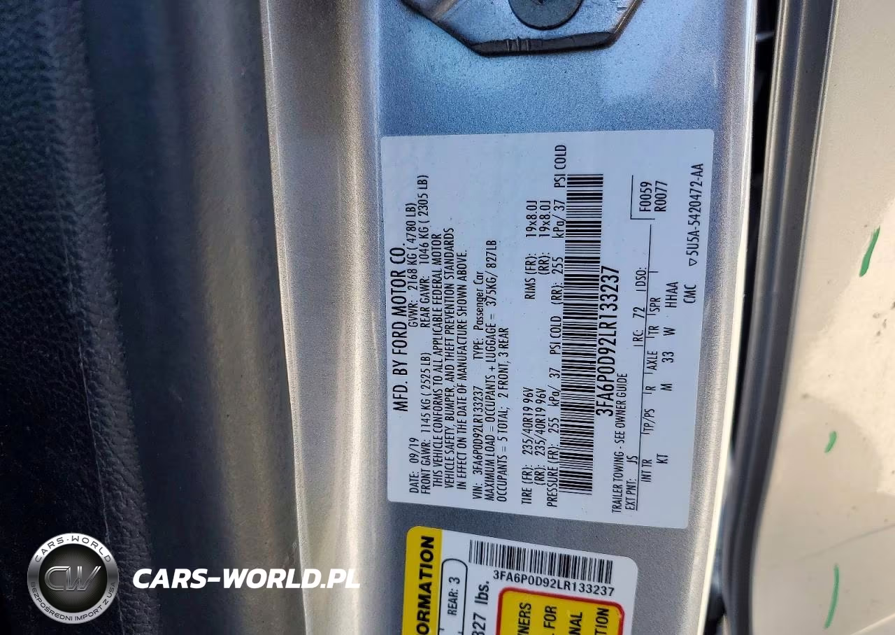 2020 Ford Fusion Titanium VIN:3FA6P0D92LR133237 - 12