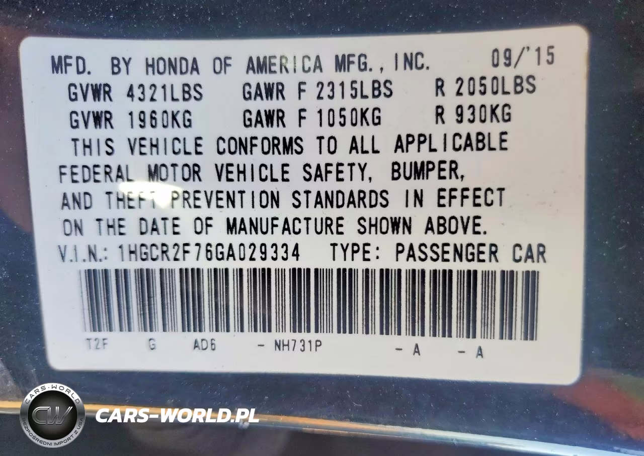 2016 Honda Accord Ex VIN:1HGCR2F76GA029334 - 12