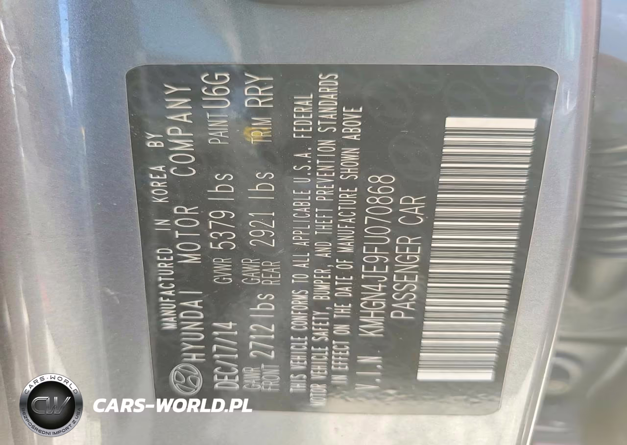2015 Hyundai Genesis 3.8L VIN:KMHGN4JE9FU070868 - 13
