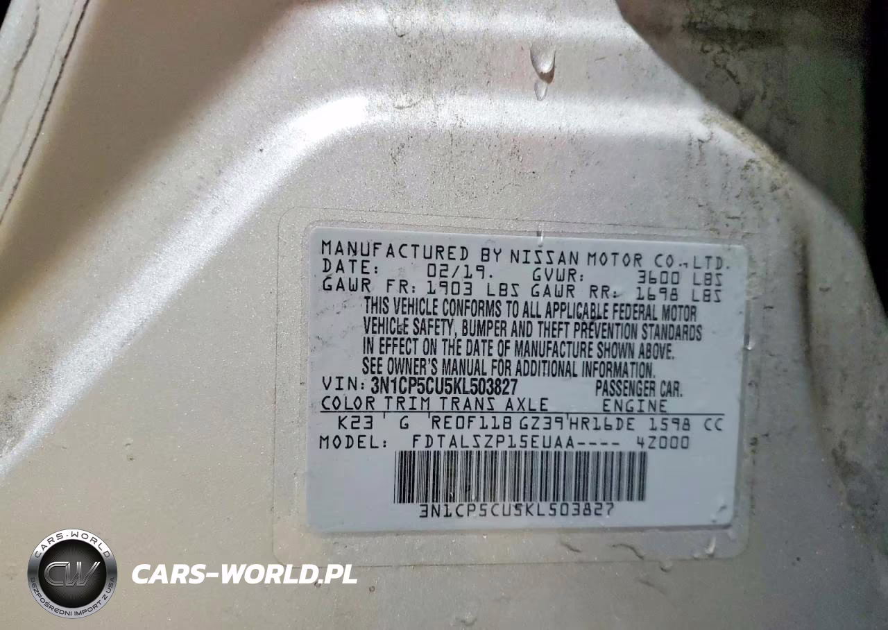 2019 Nissan Kicks S VIN:3N1CP5CU5KL503827 - 14