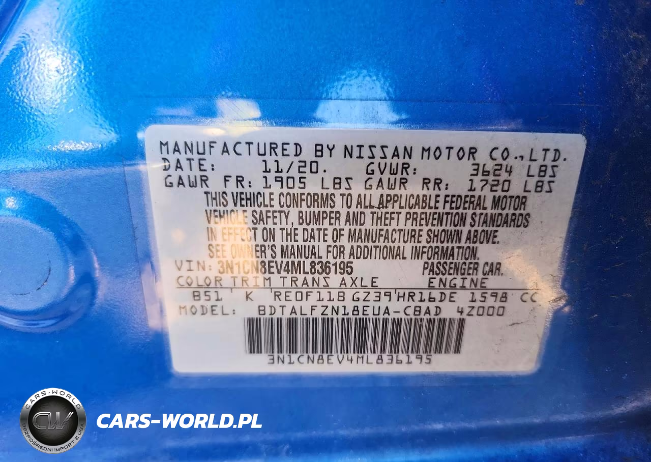 2021 Nissan Versa Sv VIN:3N1CN8EV4ML836195 - 12
