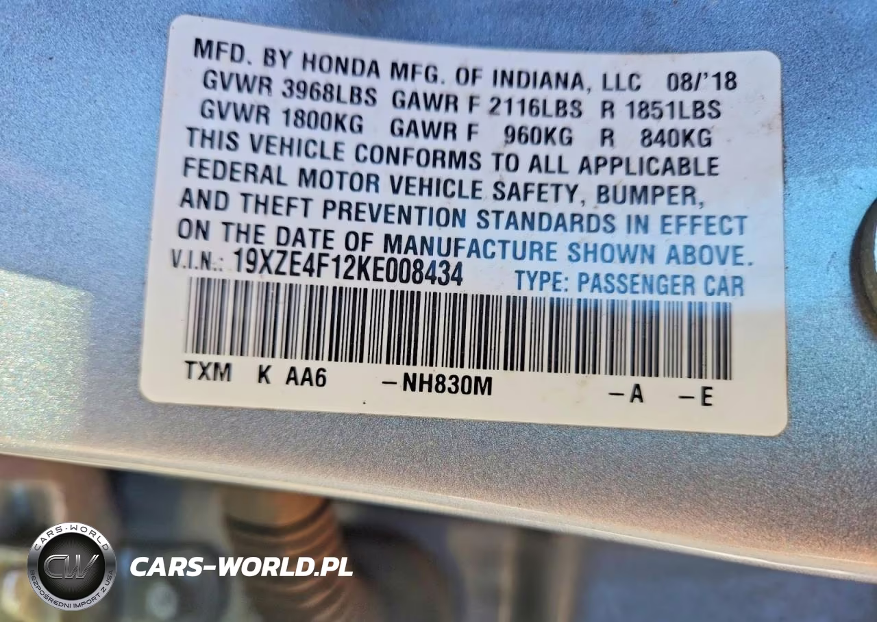 2019 Honda Insight Lx VIN:19XZE4F12KE008434 - 13