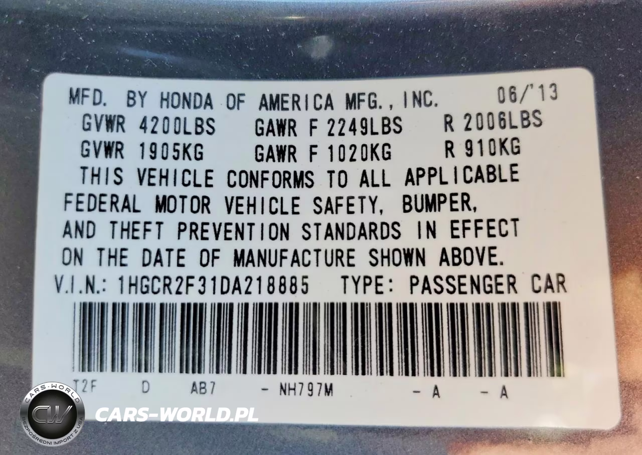 2013 Honda Accord Lx VIN:1HGCR2F31DA218885 - 12