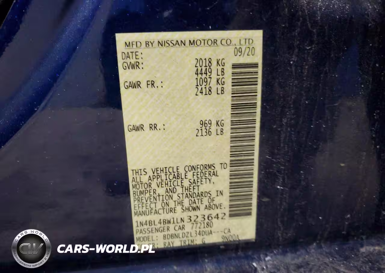 2020 Nissan Altima VIN:1N4BL4BW1LN323642 - 12